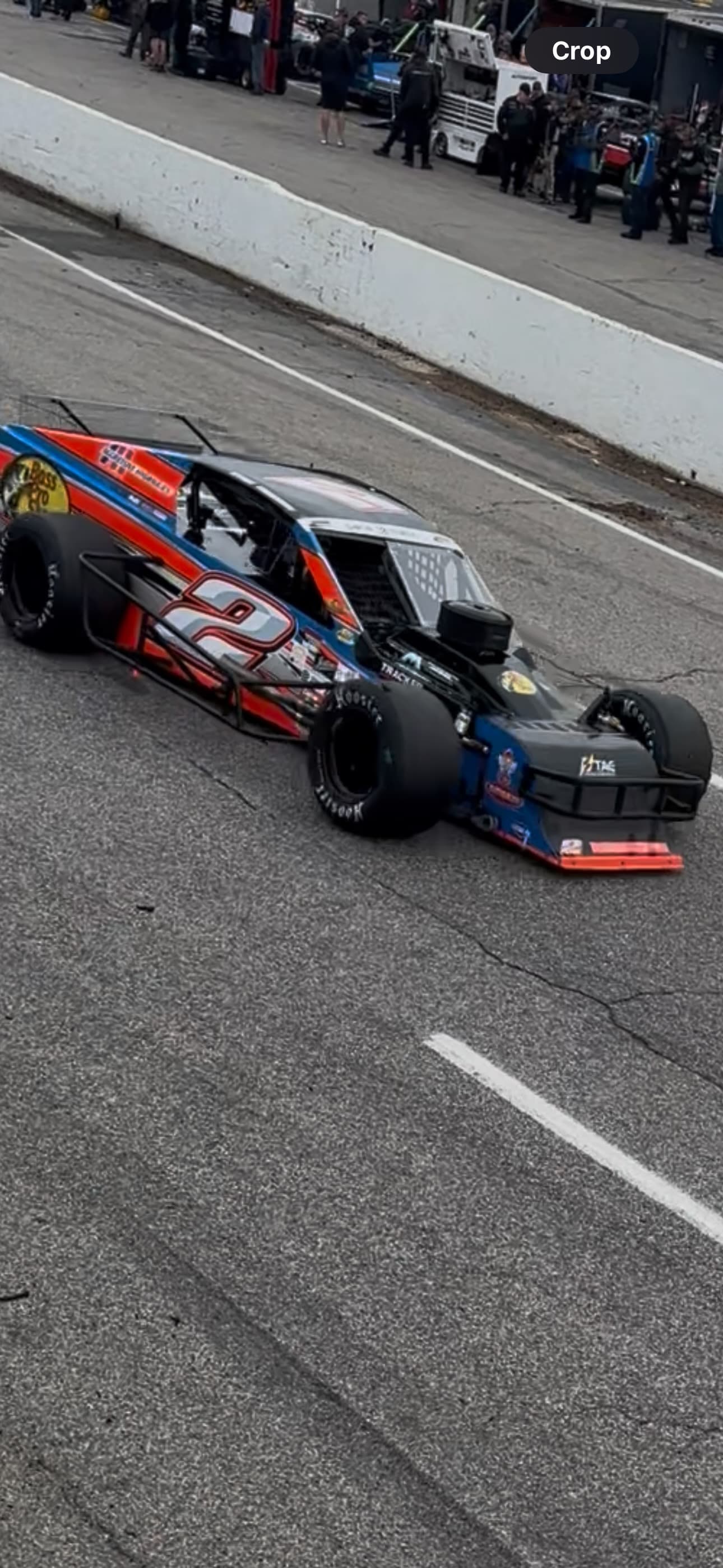 Tri-Area Electric sponsored #2 modified on the track