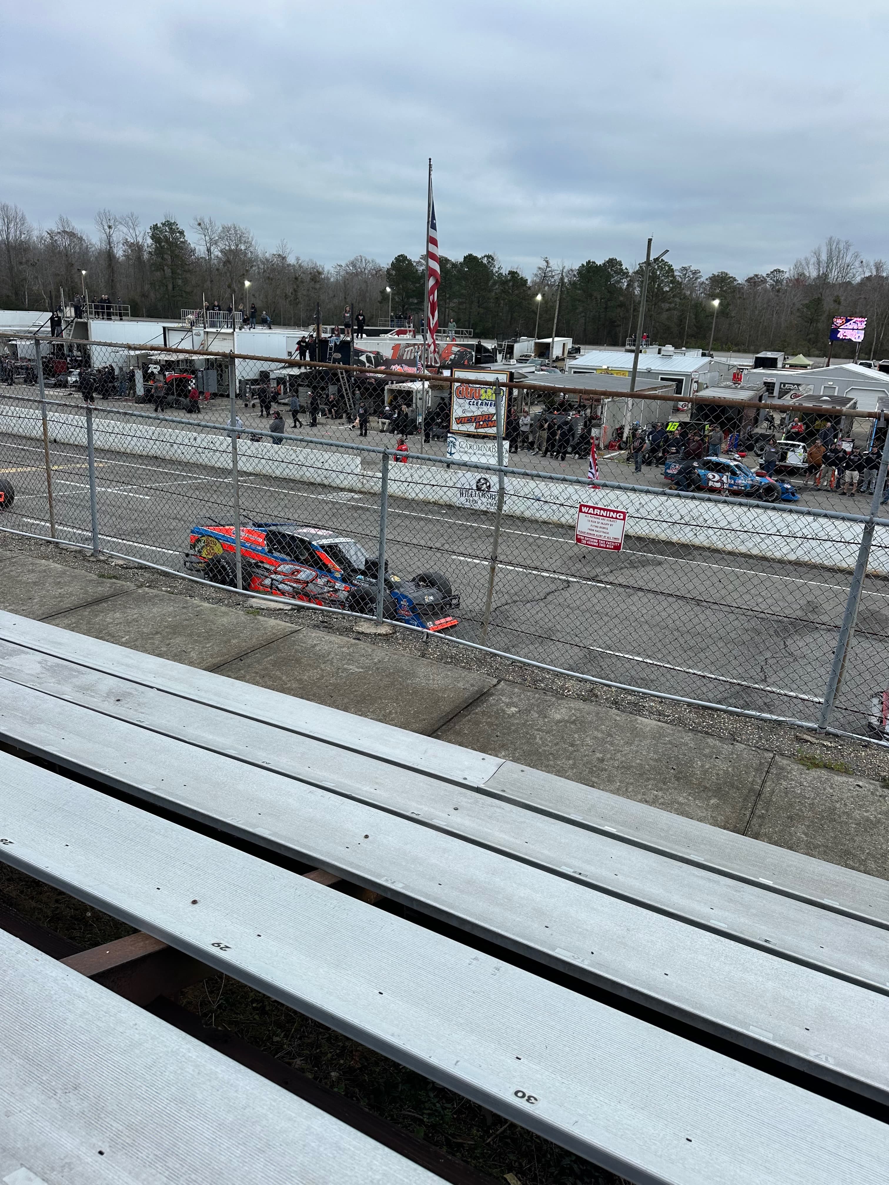 Race day overview of track and pit area